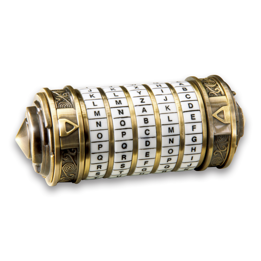 The brass-coloured Mini Cryptex with rotating letter rings
